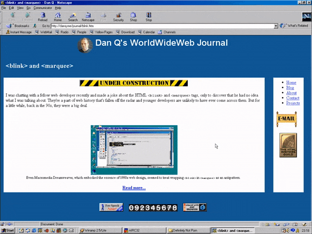 Example of a website with blinking text
